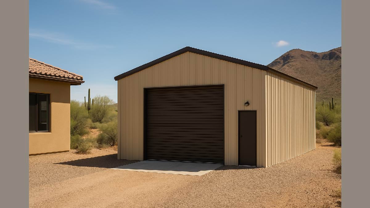Steel garages protect vehicles from Arizona heat, reduce maintenance costs, and boost home value.