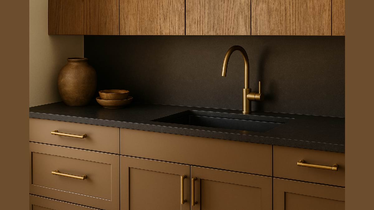 Heat-resistant kitchen materials and earthy tones define Arizona kitchen design trends for 2025.
